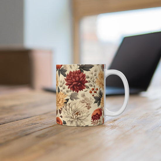 Bohemian Floral Mug, Cozy Drinkware for Home, Gift for Tea Lovers, Kitchen Decor, Floral Art for Birthdays, Housewarming