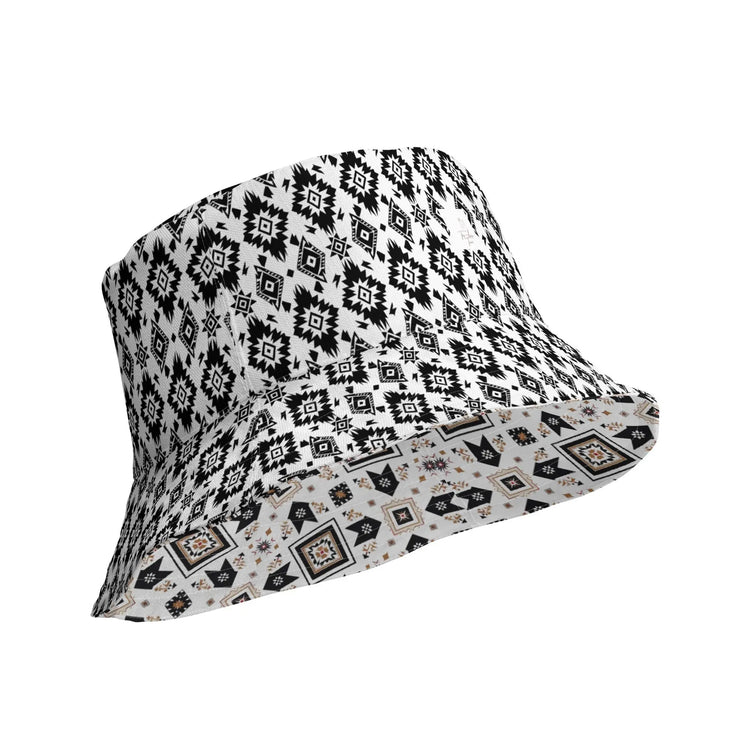 Reversible Bucket Hat | Western Textile Pattern | Casual Streetwear Fashion | Dual Outfit Look