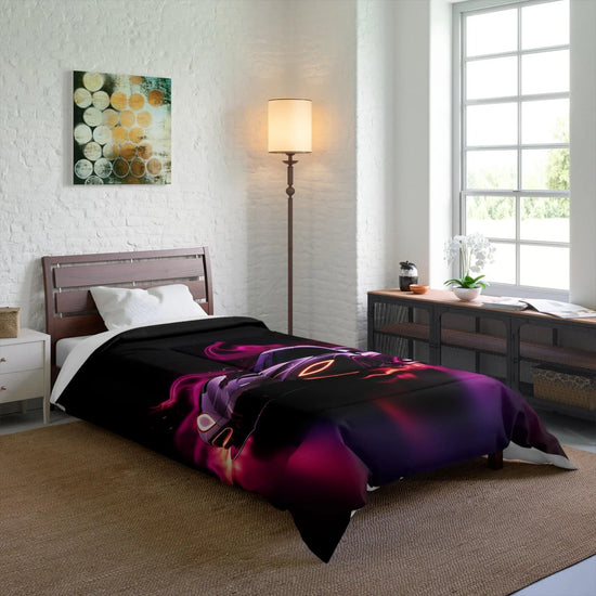 Comforter, purple hot rod exotic race car cozy warm designer modern day young man car lover bedspread blanket quilt