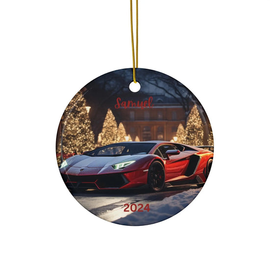 Ceramic Ornament, Personalized Exotic Car Holiday Decoration, Red Lamborghini Xmas Tree Ornament, Custom Car Portrait Gift, Tree Decor The Aurora Touch