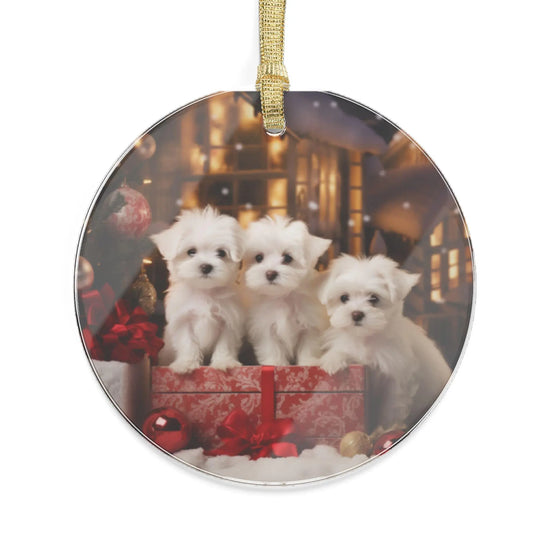 Adorable Maltese Puppy Acrylic Ornaments - Multipack Christmas Tree Decorations | Holiday Decor & Gifts The Aurora Touch