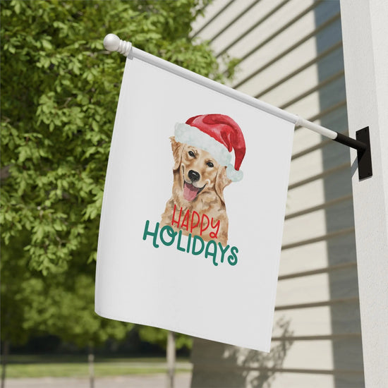 House Banner, Xmas Dog Decor, Golden Retriever Portrait, Pet Lover Holiday Decoration, Outside Banner, Garden Flag The Aurora Touch