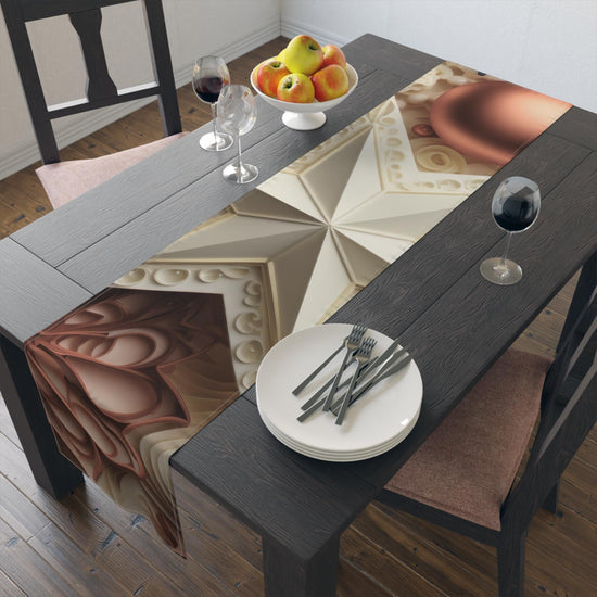 Elegant Holiday Table Runner, Festive Dining Decor, Cotton & Poly Runner, Christmas Table Decoration, Modern Centerpiece