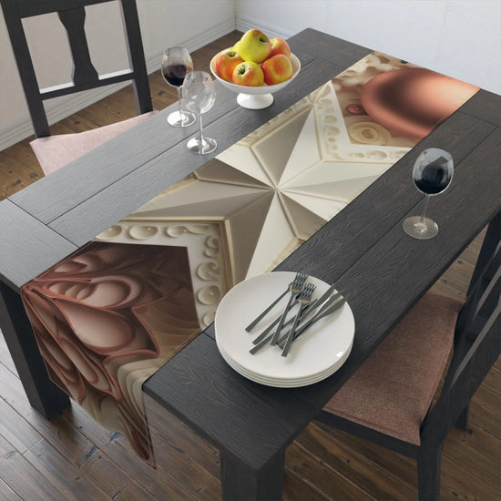 Elegant Holiday Table Runner, Festive Dining Decor, Cotton & Poly Runner, Christmas Table Decoration, Modern Centerpiece The Aurora Touch