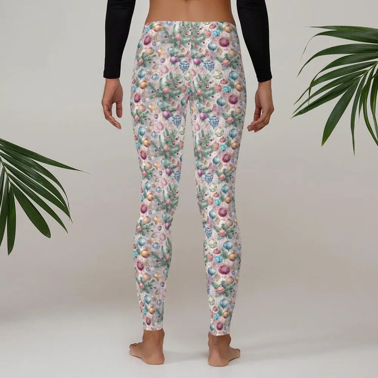 Stylish Microfiber Stretch Leggings – Holiday all over print pattern durable, Comfortable, and UPF 50+ Activewear The Aurora Touch