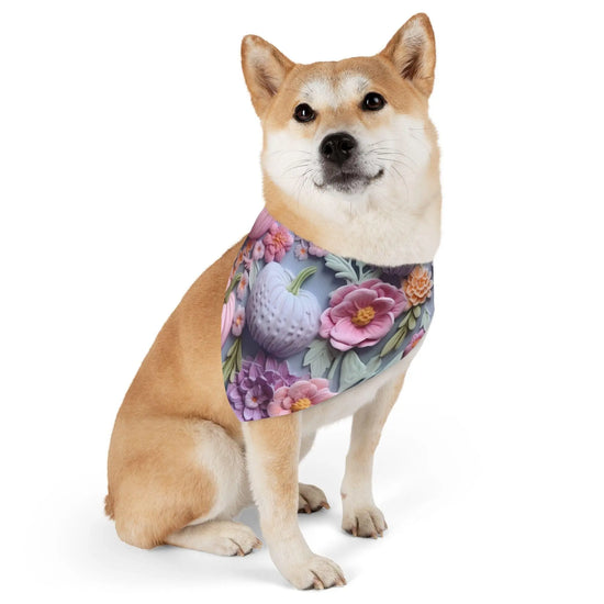 Floral Pumpkin Pet Bandana Collar, Fall Accessory, Dog Bandana, Pet Costume, Autumn Outfit, Gift for Dog Lovers The Aurora Touch