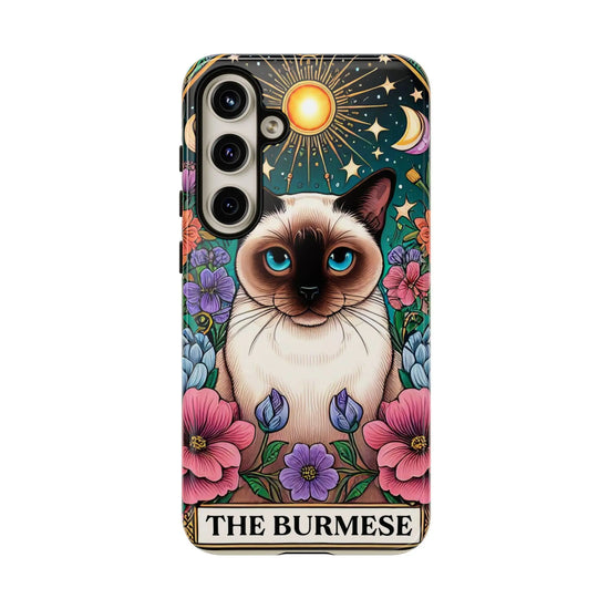 Animal Print Samsung Galaxy Tough Case, Burmese Cat Portrait Phone Cover, Kitty Tarot Card, Phone Accessories, Custom Phone Cases
