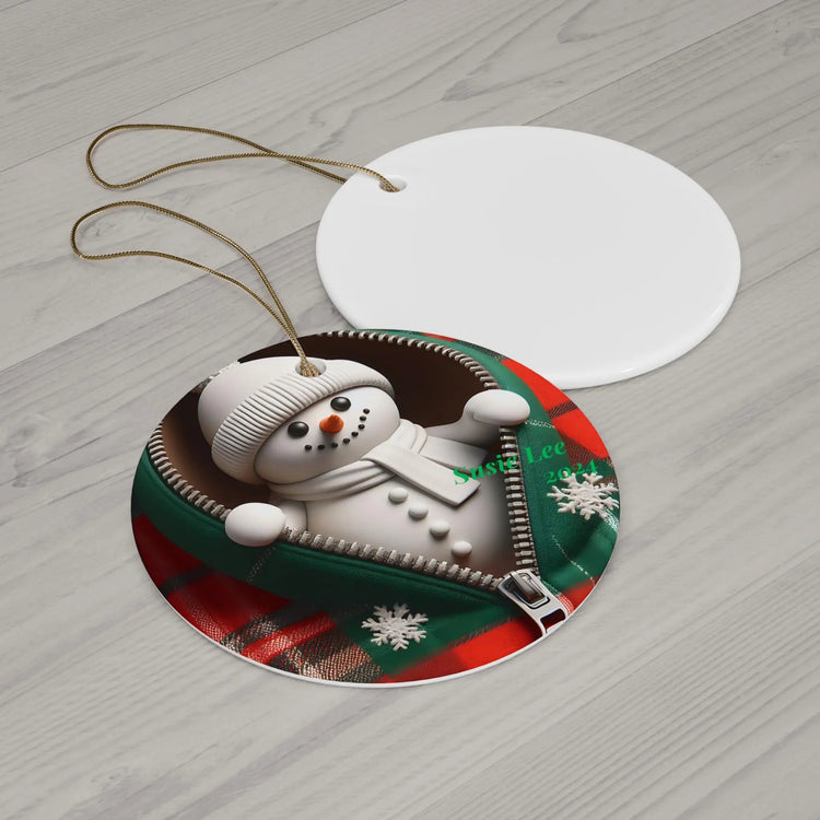 Cozy Snowman Ceramic Ornament, Holiday Decor for Christmas, Unique Gift, Winter Keepsake, Festive Tree Ornament, Handmade The Aurora Touch