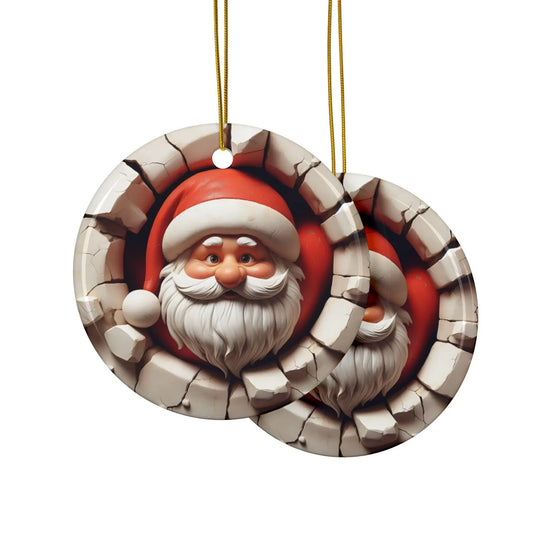 Festive Santa Ceramic Ornaments, 2-Sided Print, Holiday Decor, Christmas Tree Decorations, Gift Tags, 1pc to 10pcs The Aurora Touch