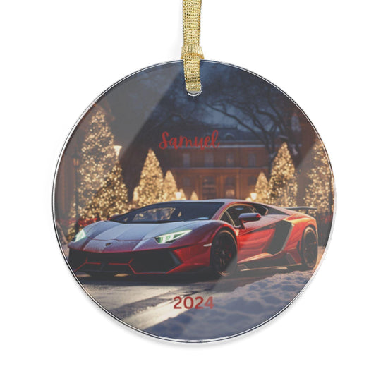Acrylic Ornaments, Red Lamborghini, Personalized Ornament, Designer gift, Holiday Decor, Xmas gift, Tree Decor, Christmas Ornament, Custom