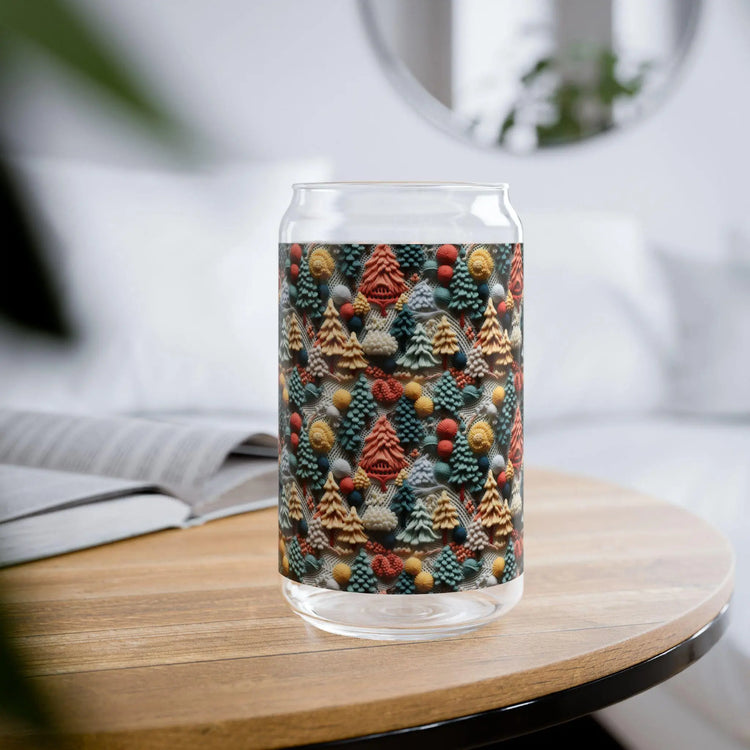 Festive Sipper Glass, 16oz | Holiday Drinkware, Eco-Friendly Mug, Gift for Christmas, Winter Decor, Straw Included The Aurora Touch
