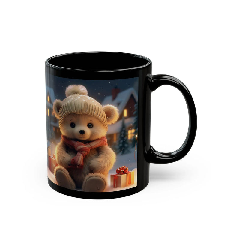 Adorable Holiday Bear 11oz Black Coffee Mug - Best Gift for Christmas, Housewarming, or Gift Exchange The Aurora Touch