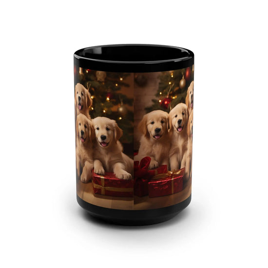 Xmas 15oz. Novelty Mug, Puppy Design, Golden Retriever Art, Dog Portrait, Christmas gift, Stocking Stuffer, Gift for Teacher The Aurora Touch