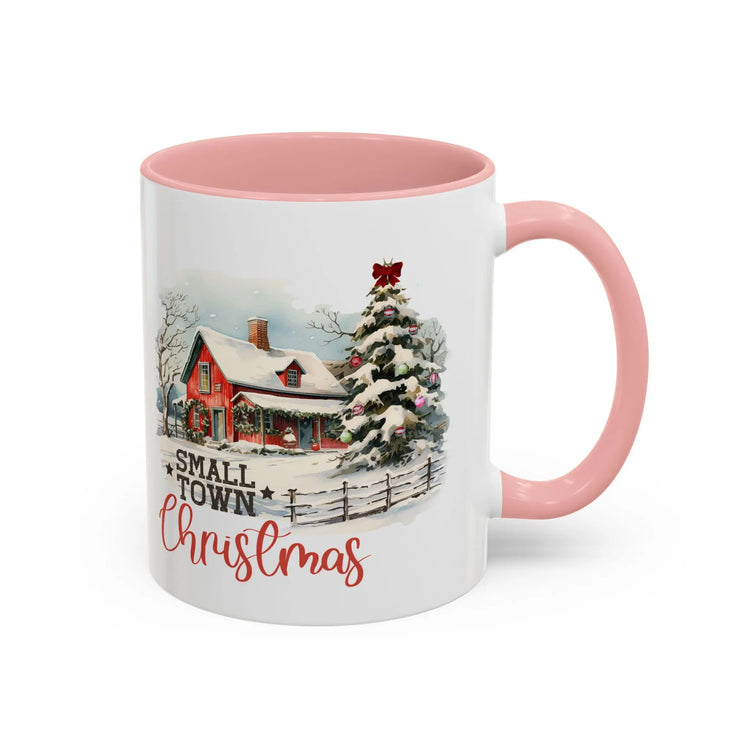 Christmas Accent Mug, Red 11oz, Farmhouse Kitchen Decor, Holiday Designer Mug, Country Style Xmas Cup, Small Town Vibes The Aurora Touch
