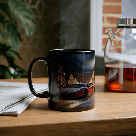 Luxury Mug, Lamborghini Holiday Mug, Black Mug, Christmas Gift, Stylish Coffee Mug, Exotic Car Design, Novelty Mug The Aurora Touch