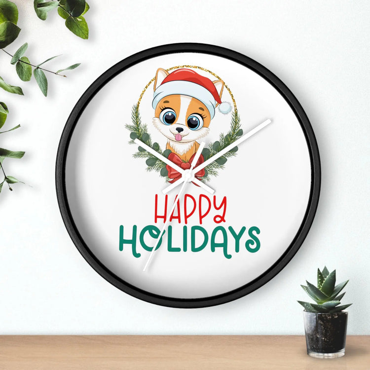 Holiday Santa Pet Wall Clock, Kitchen Clock, Xmas Gift, Best Gift, Colleague Gift, Gift for Veterinarian