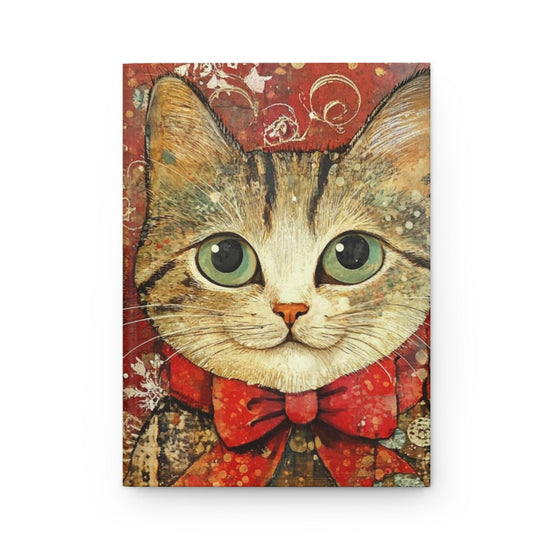 Whimsical Hardcover Journal with Cat & Winter Scene, Cute Pet Notebook, Gift for Cat Lovers, Writing Journal, Holiday Diary, Christmas