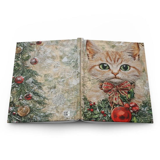 Christmas Cat Journal, Holiday Notebook, Festive Writing Gifts, Cat Lover&