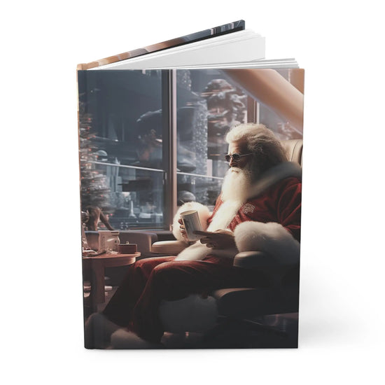 Santa Hardcover Journal Matte, Christmas Holiday XMAS Daily Diary Notebook, Personal Journal Gift Stocking Stuffer The Aurora Touch