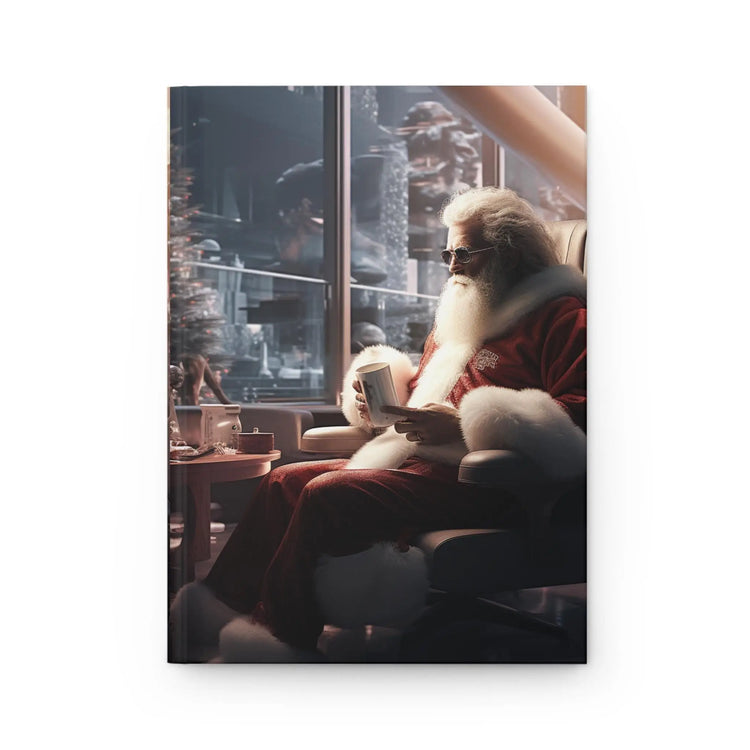 Santa Hardcover Journal Matte, Christmas Holiday XMAS Daily Diary Notebook, Personal Journal Gift Stocking Stuffer The Aurora Touch