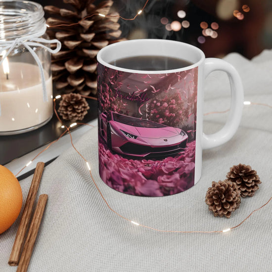 Personalized Pink Lamborghini Ceramic Mug 11oz | Luxury Car Design Coffee & Tea Mug | Sexy Holiday Gift | Custom Lamborghini Mug The Aurora Touch