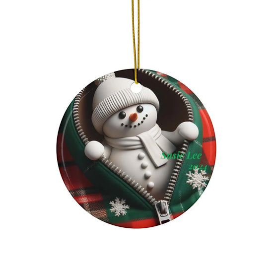 Cozy Snowman Ceramic Ornament, Holiday Decor for Christmas, Unique Gift, Winter Keepsake, Festive Tree Ornament, Handmade The Aurora Touch