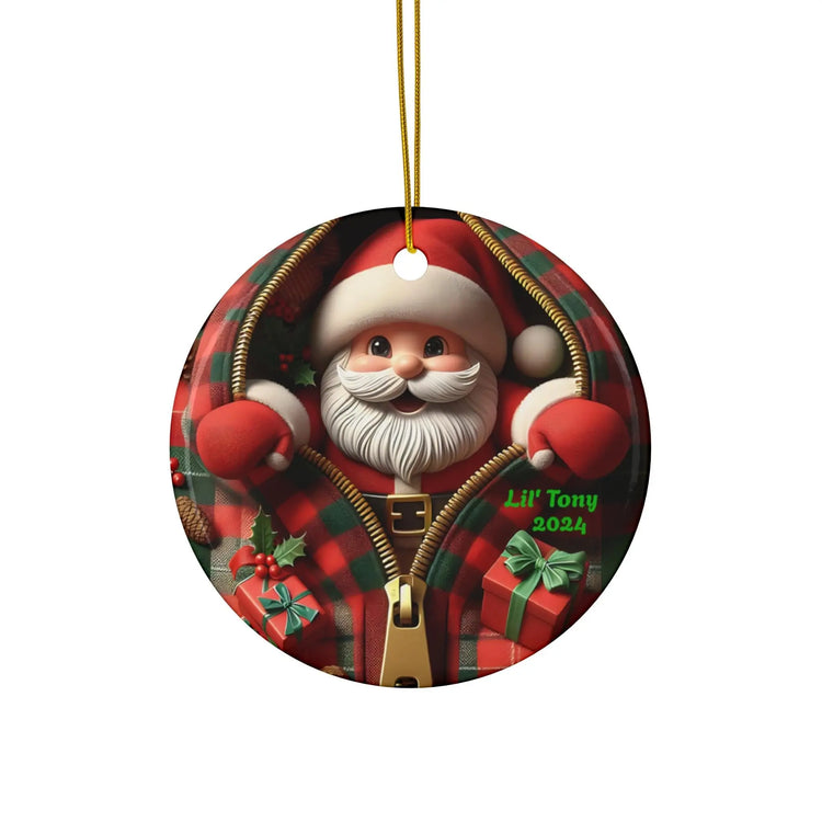 Personalized Santa Ceramic Ornament - Holiday Decor for Christmas, Gifts, Home Decoration, Tree Ornaments, 2024 Memories The Aurora Touch
