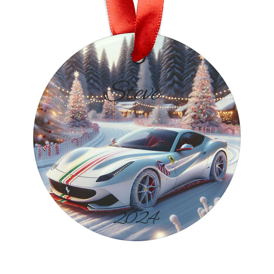 Personalized Christmas Acrylic Ornament, Holiday Decoration for Car Lovers, Custom Holiday Gift, Xmas Keepsake, Ferrari Ornament