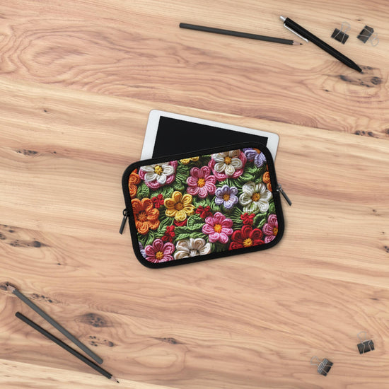 Floral 3D Embroidered Laptop Sleeve, Stylish Tech Case, Laptop Bag, Gift for Her, Cute Computer Sleeve, Spring Accessories