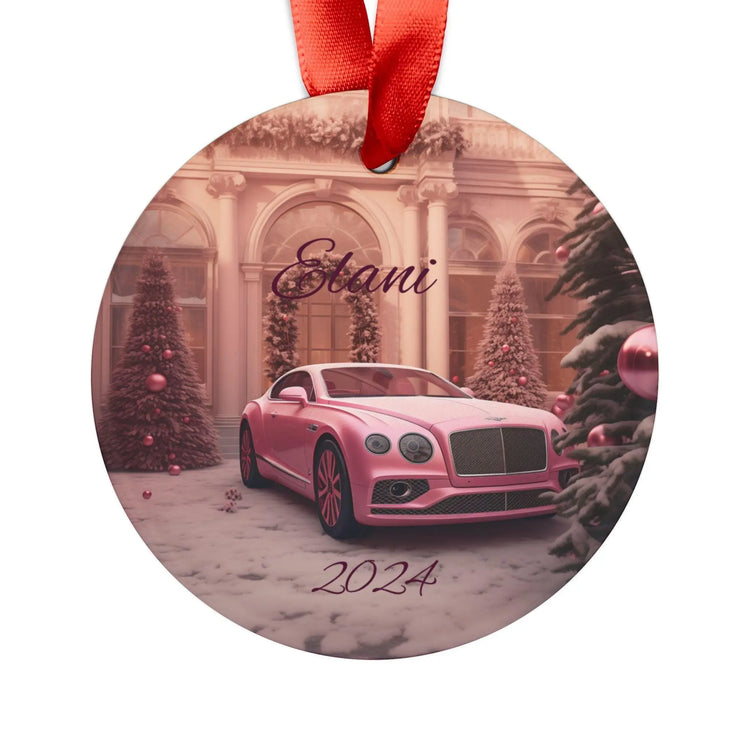 Personalized Acrylic Holiday Ornament, Christmas Decoration, Custom Car Ornament, Unique Gift, Tree Decor 2024, Pink Bentley The Aurora Touch