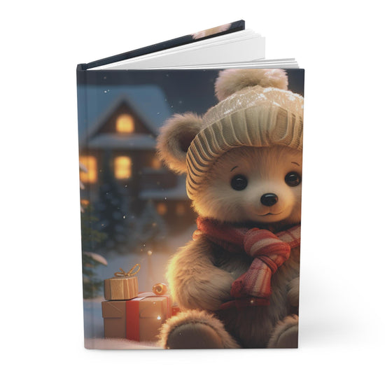 Christmas Teddy Bear Hardcover Journal Matte, Holiday Gift Cute Notebook, Personal Diary, Christmas Notebook, Holiday Journal
