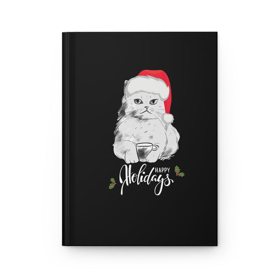 Holiday Kitty Santa Journal, Cat Portrait Novelty Notebook, Xmas Gift, Daily Diary, Simple Christmas Presents, Gift for Cat Lovers