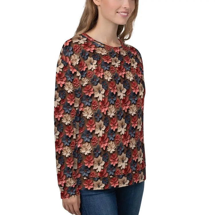 Bright Floral All-Over Pattern Sweatshirt for Women – Vibrant & Cozy Floral Sweatshirt for Every Season The Aurora Touch