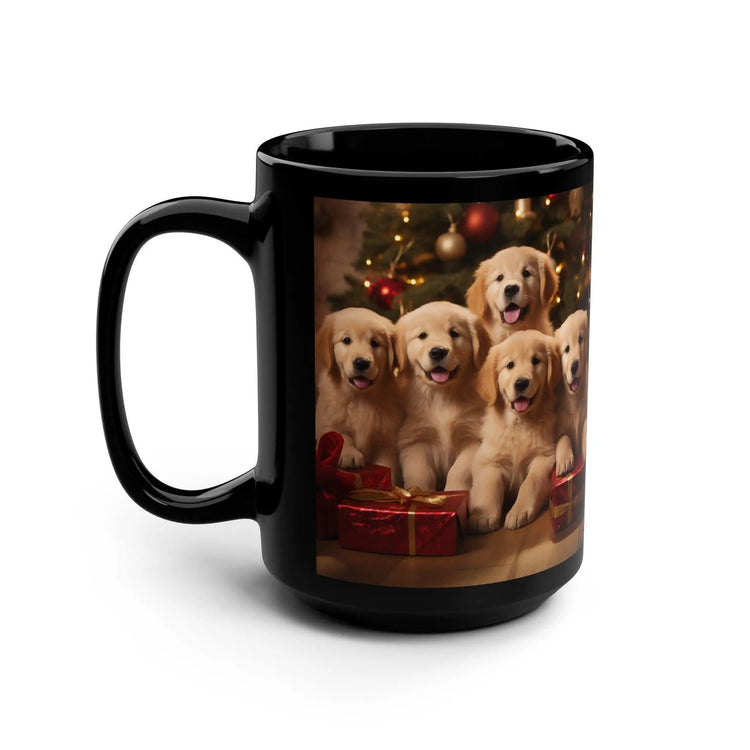 Xmas 15oz. Novelty Mug, Puppy Design, Golden Retriever Art, Dog Portrait, Christmas gift, Stocking Stuffer, Gift for Teacher The Aurora Touch