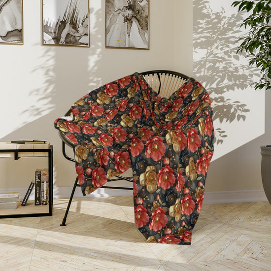 Vintage Floral Velveteen Microfiber Blanket | Cozy Home Decor, Gift for Her, Wedding Present, Floral Throw, Soft Blanket