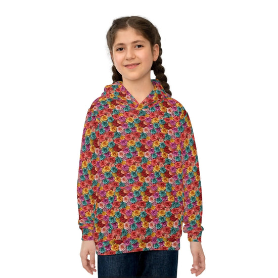 Colorful Floral Children Hoodie, Unique Kids Gift, Fun Rainy Day Wear, Cozy Playtime Apparel, Birthday or Holiday Present for Girl The Aurora Touch