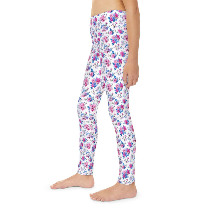 Floral Youth Full-Length Leggings, Stylish Girls Leggings, Comfortable Activewear, Trendy Spring Outfit, Gift for Young Girls
