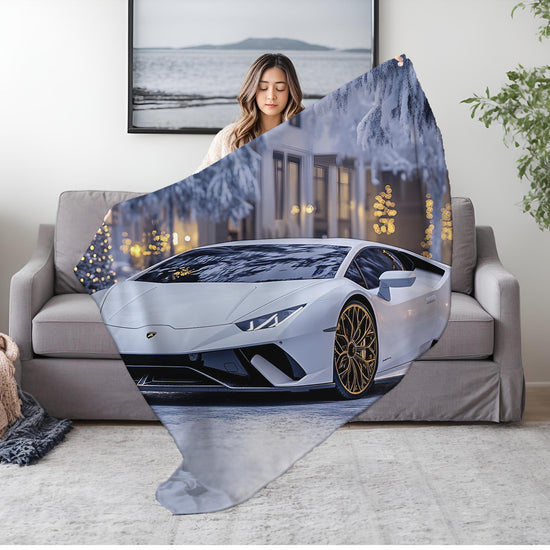 Luxurious Velveteen Plush Blanket featuring Sports Car - Cozy Throw for Car Enthusiasts, Gift for Him, Home Decor, Plush Blanket, Lamborgini