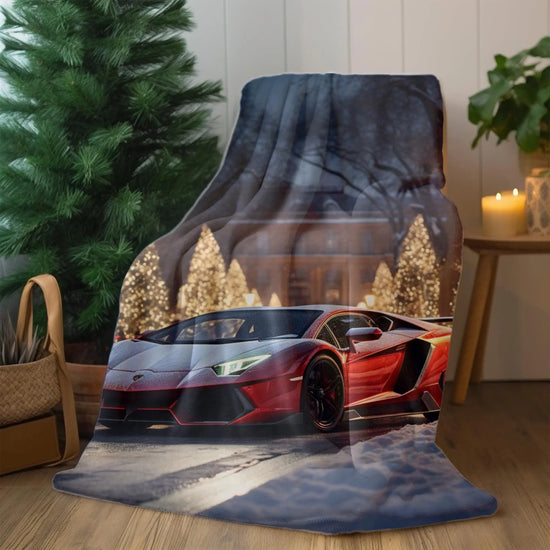 Lamborghini Holiday Velveteen Plush Blanket, Luxury blankets, Xmas Blankets, Bedroom Blanket, Couch Throw, Boys Bedroom, Car Lover Gift