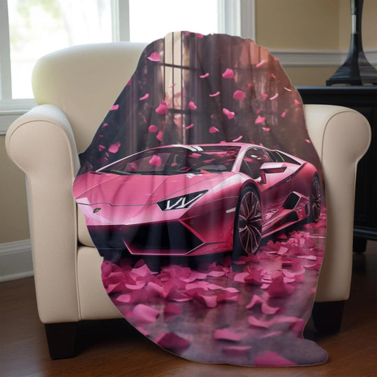 Valentines Plush Blanket - Pink Cozy Bed Cover, Stylish Couch Throw, Pink Barbie, Lamborghini, Velveteen Plush Blanket The Aurora Touch