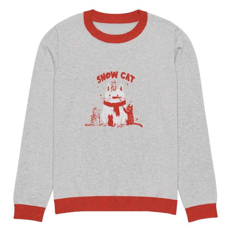 Festive Knitted Christmas Fun Cat Design Crew Neck Sweater – Purrfect Holiday Style The Aurora Touch