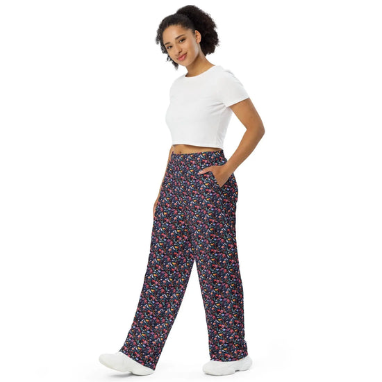 Vibrant Women’s All-Over Print Wide-Leg Pants - Colorful, Comfortable, and Chic The Aurora Touch