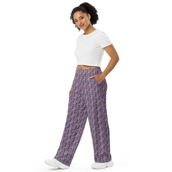 Delicioso sueño floral: pantalones de pijama casuales con estampado integral para mujer