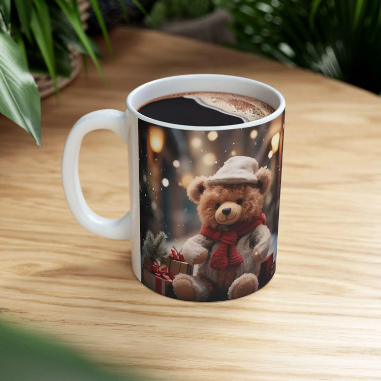 Holiday Bear Ceramic Mug, Designers Mug, Bear Portrait, Xmas Mug, Female Gift, 11oz Novelty Mug The Aurora Touch