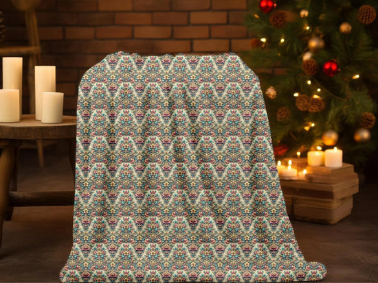 Victorian Floral Velveteen Blanket, Cozy Plush Throw for Home Decor, Floral Pattern Print, Warm Sofa Blanket, Bedding Gift Idea The Aurora Touch