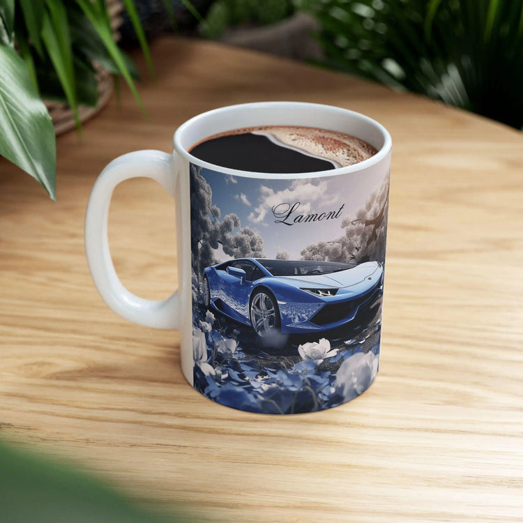 Blue Lamborghini Personalized Ceramic Mug 11oz, Exotic Car Luxury Design for Special someone Mug, Luxury Kitchen Decor, Fancy Coffee Mug The Aurora Touch