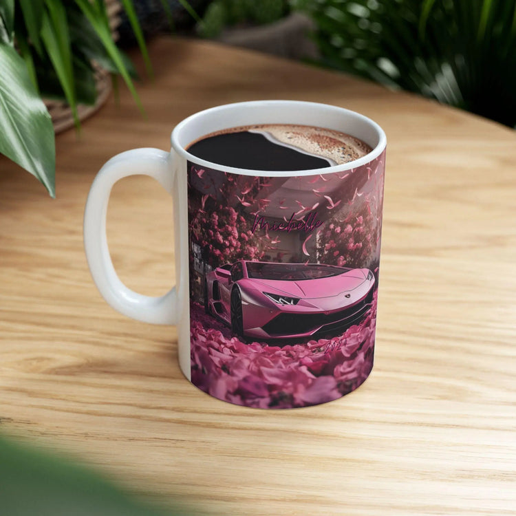 Personalized Pink Lamborghini Ceramic Mug 11oz | Luxury Car Design Coffee & Tea Mug | Sexy Holiday Gift | Custom Lamborghini Mug The Aurora Touch