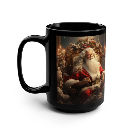 Realistic Santa Black Mug 15oz, Santa Claus Holiday Gift, Unique Kitchen Decor, Housewarming Gift, Stocking Stuffer, Teacher & Aunt Gift The Aurora Touch
