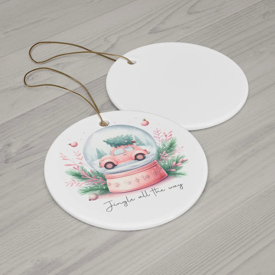 Festive Ceramic Ornament - Jingle All the Way, Holiday Pink Décor, Christmas Tree Decoration, Winter Wonderland, Family Keepsake, Gift Idea The Aurora Touch