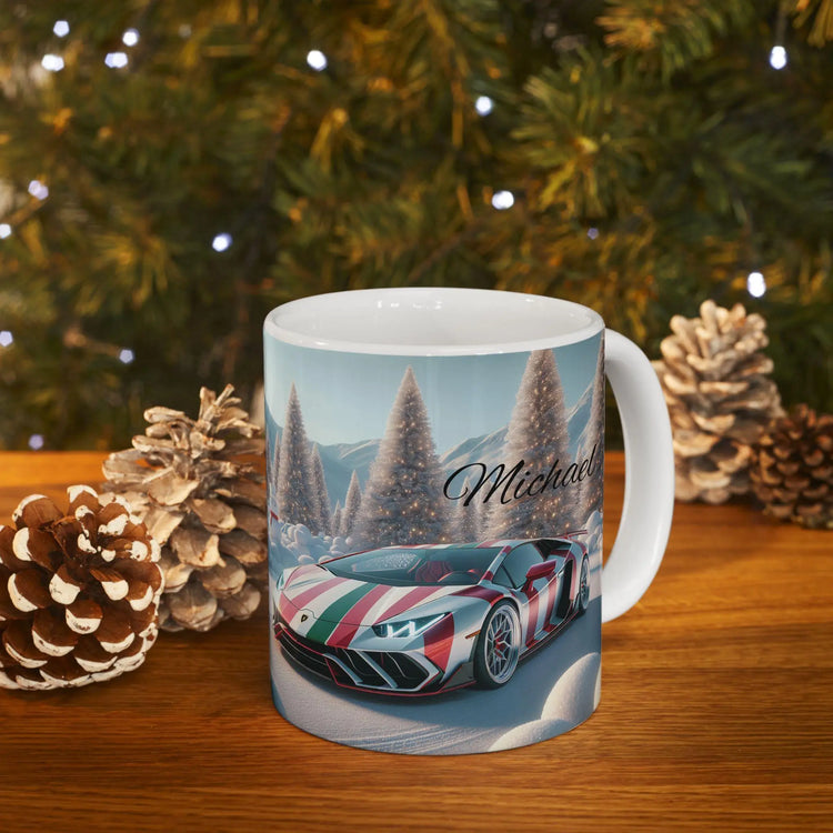 Personalized Lamborghini Ceramic Xmas Mug, Custom Sports Car Gift, Perfect for Car Enthusiasts, Holiday Coffee Cup, Unique Present The Aurora Touch